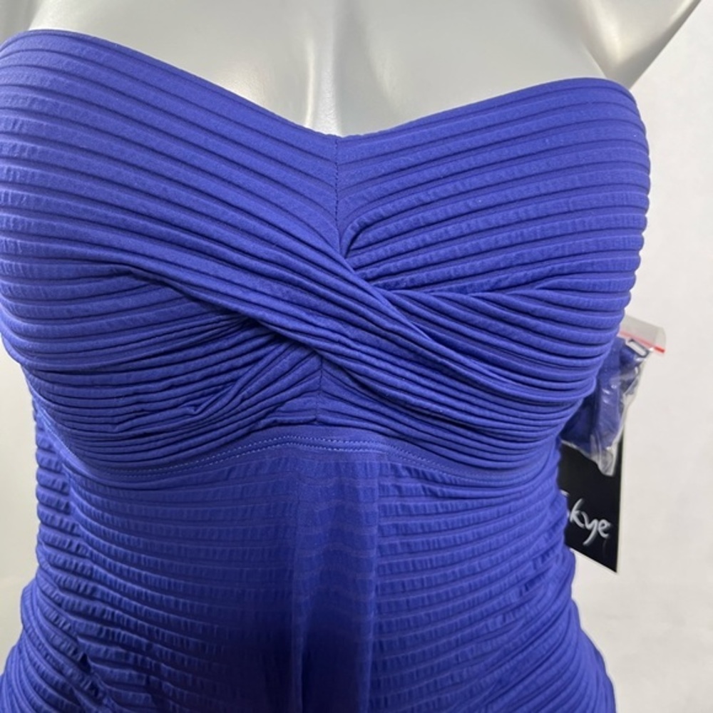 Skye Blue Ribbed Ruched Tankini, NWT